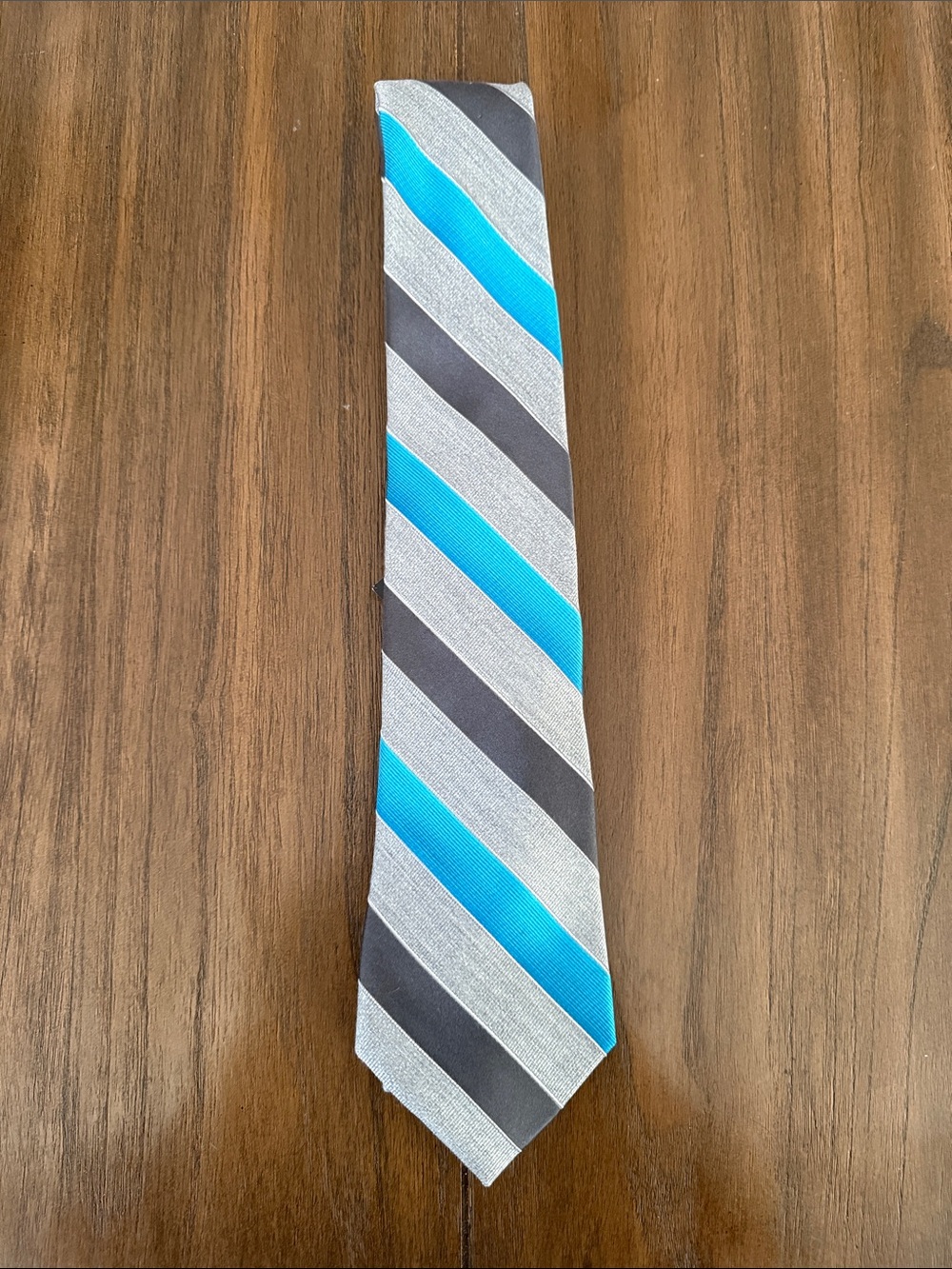 Brand New Express Men's Striped Turquoise & Grey Tie